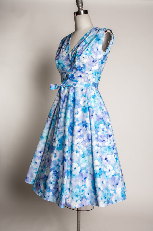 Milan Dress- Monet Floral, Blue