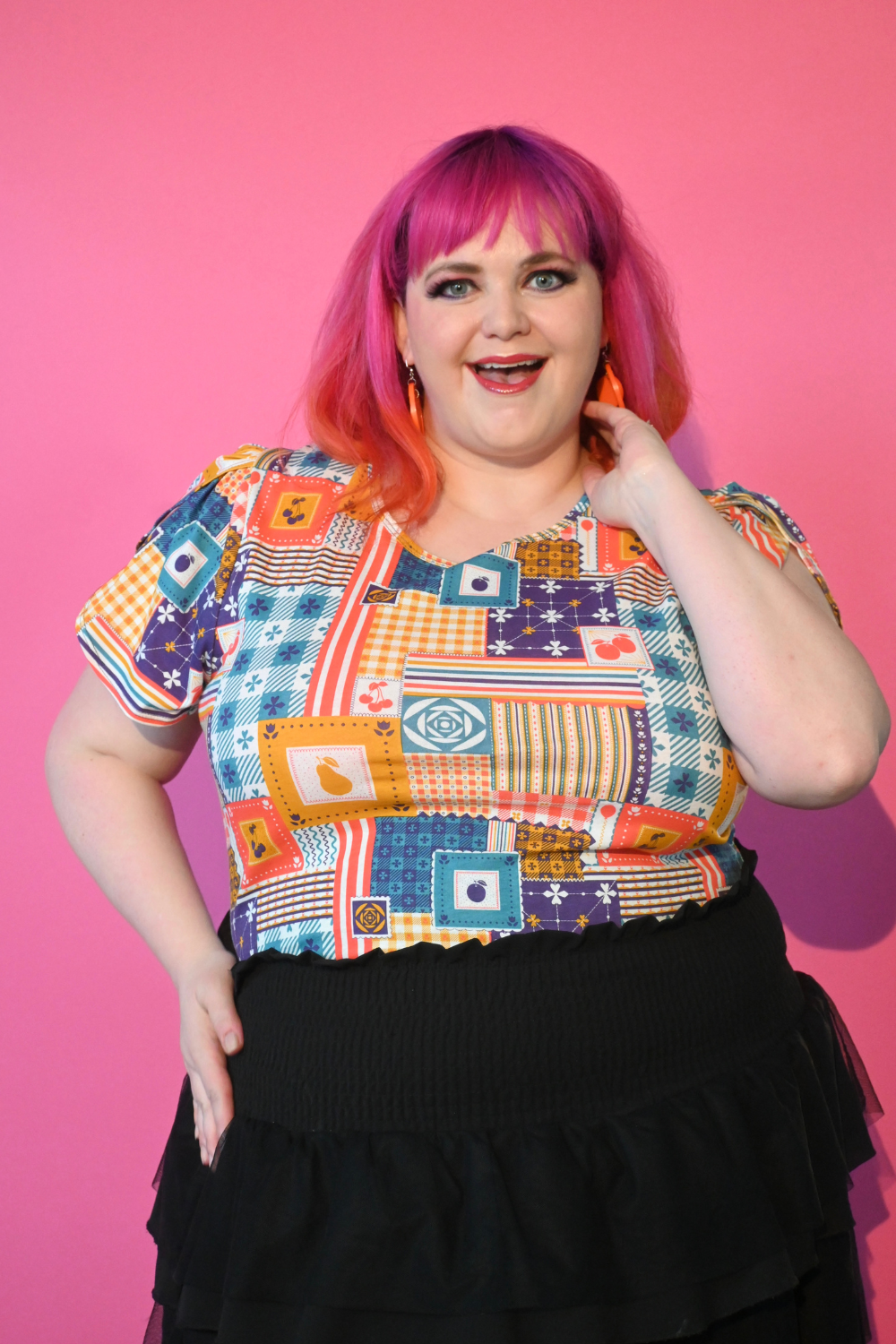 Tulip Sleeve Tee - Patchwork