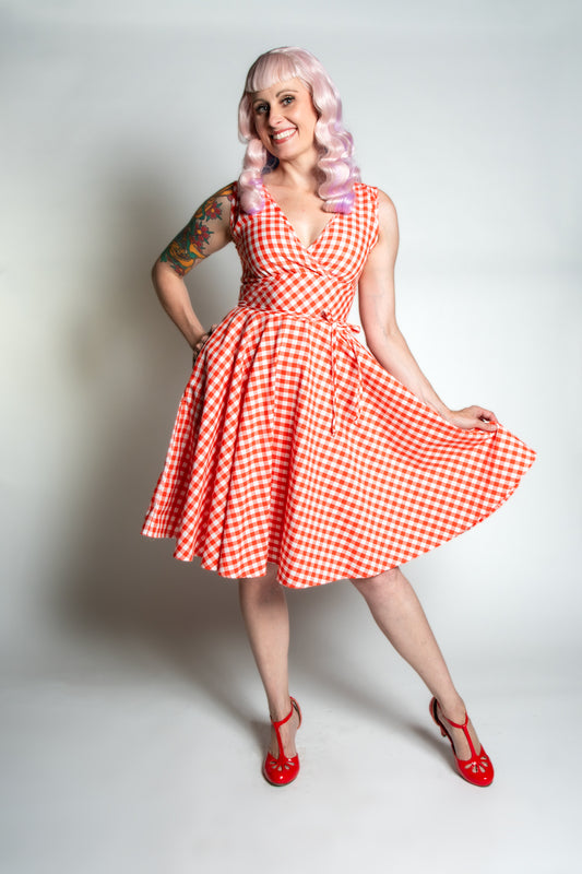Serena Swing Dress- Tomato Gingham *sale