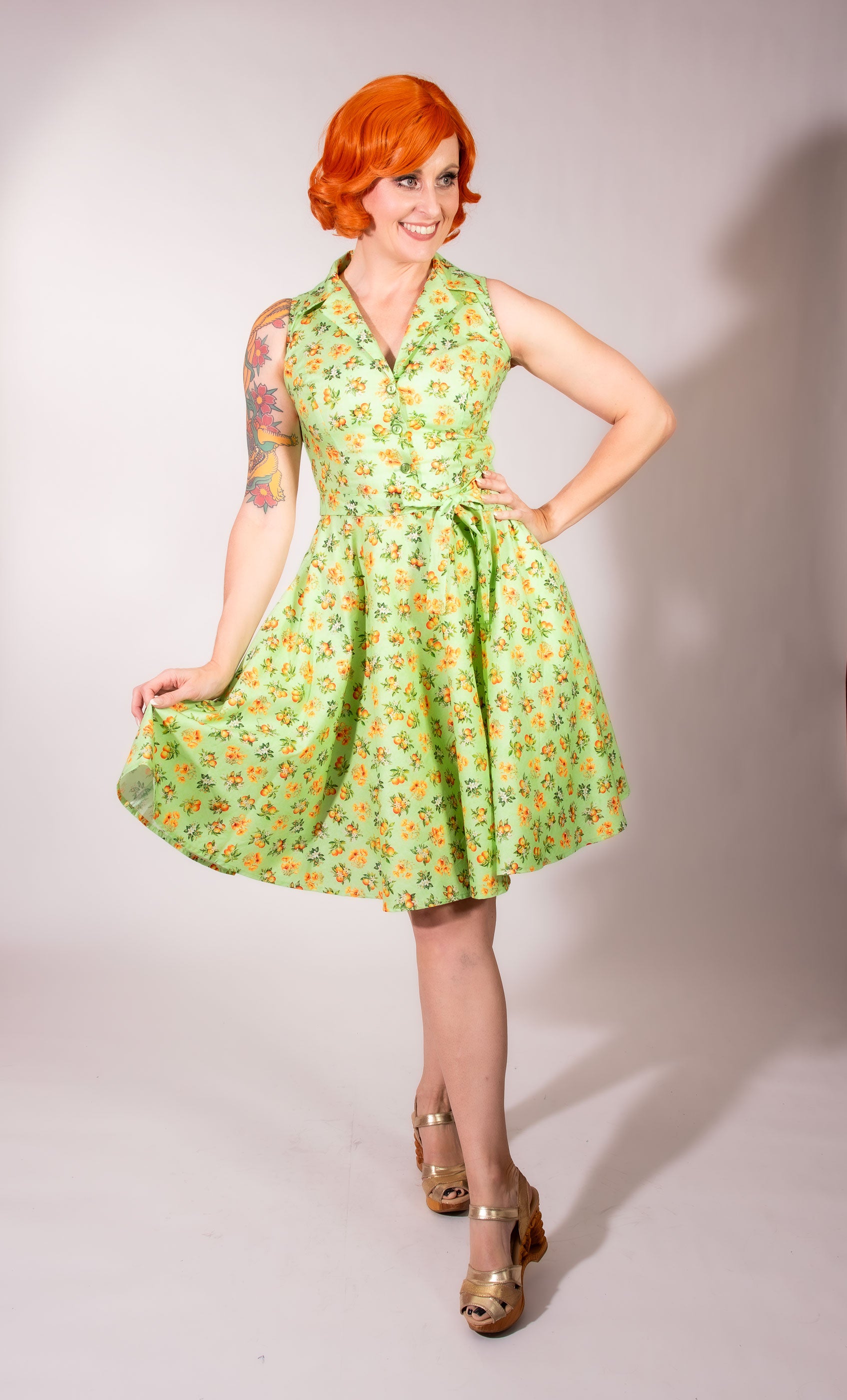 Staci Dress- Orange County, Lime – Heart of Haute