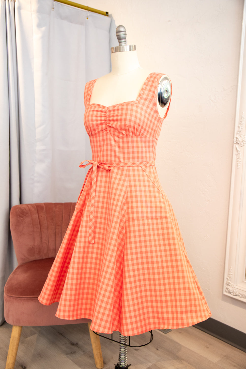 Sadie Dress - Peach Tonal Gingham