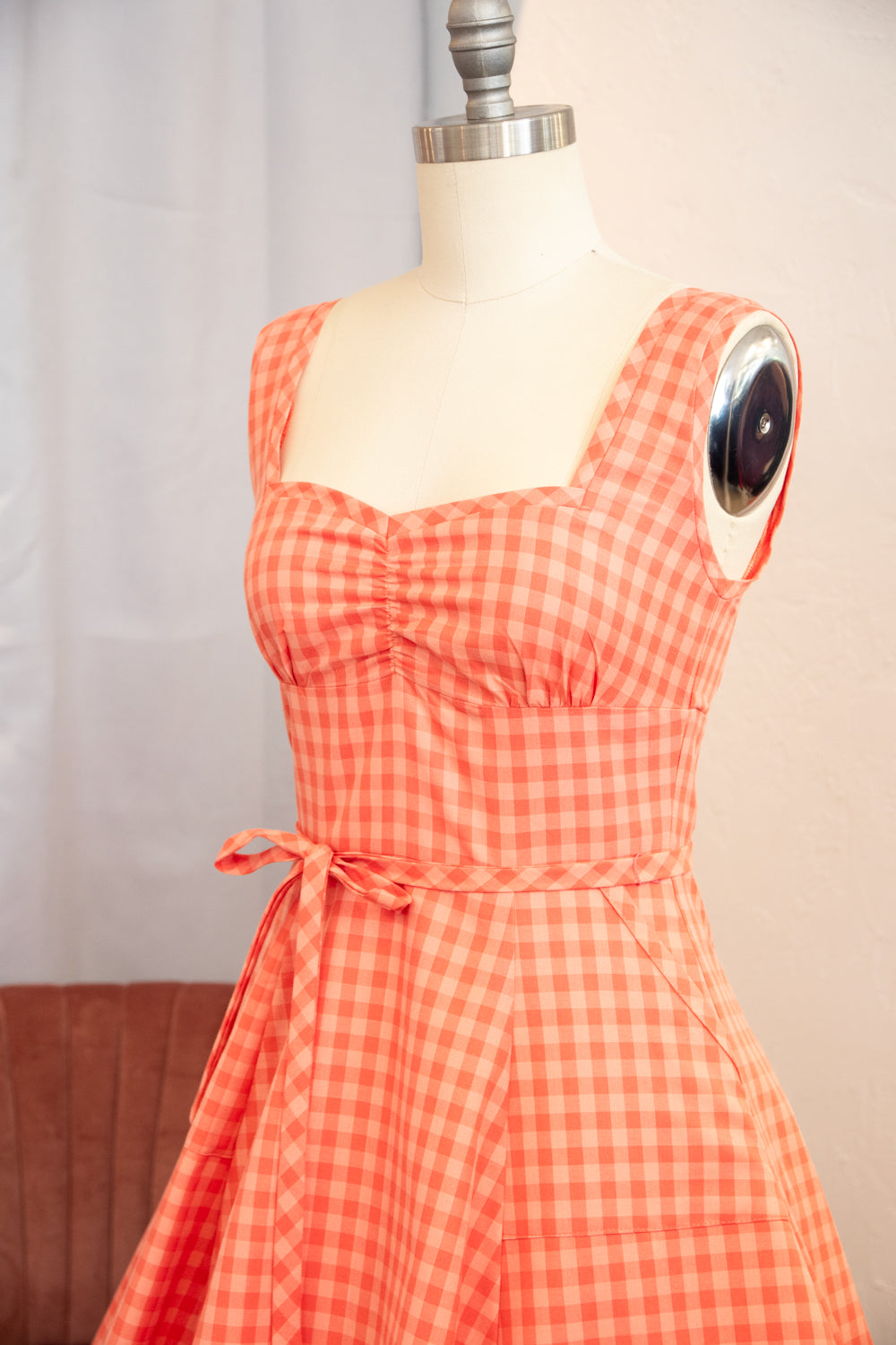 Sadie Dress - Peach Tonal Gingham