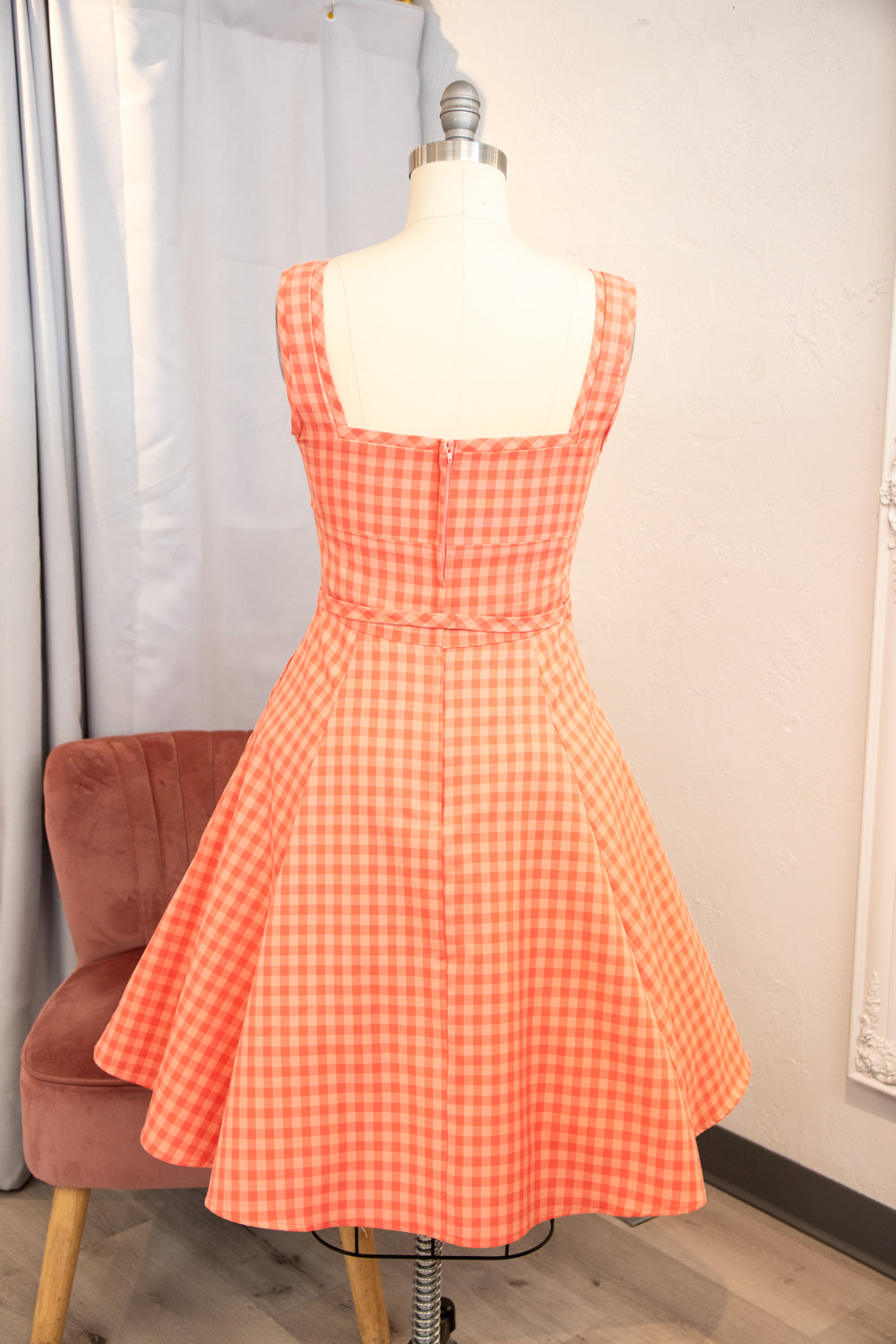 Sadie Dress - Peach Tonal Gingham
