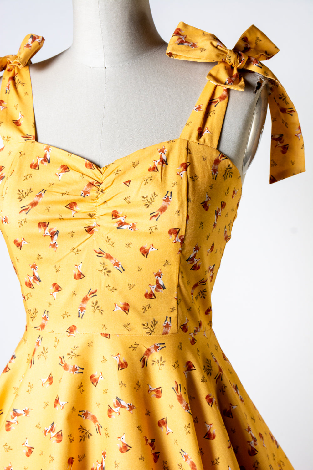 Sarah Swing Dress - Foxes, Mustard