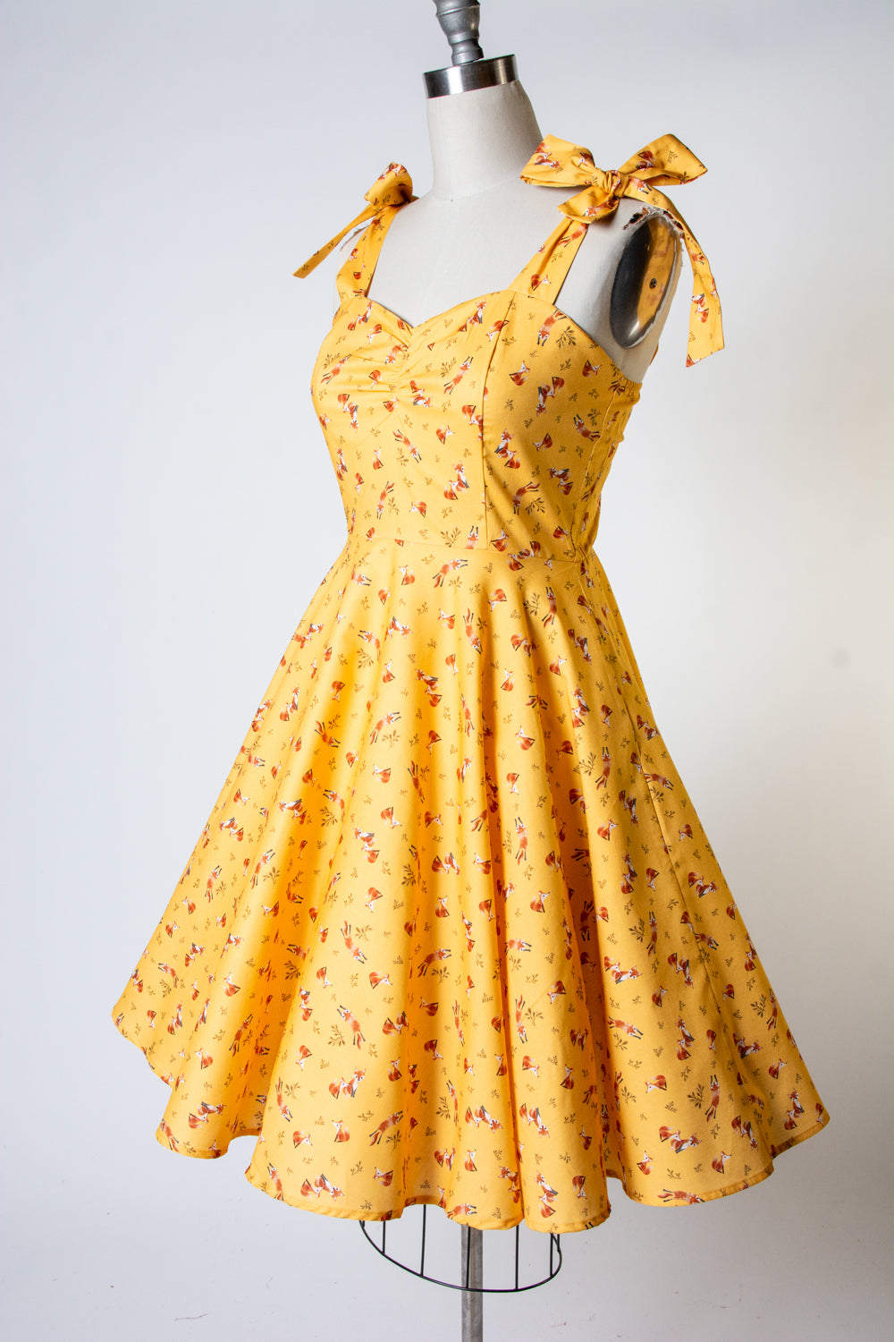Sarah Swing Dress - Foxes, Mustard