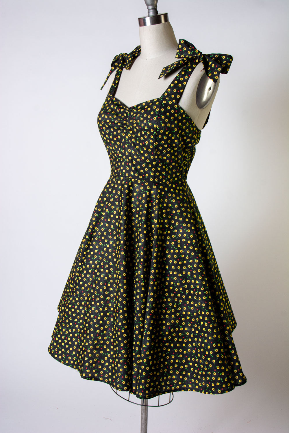 Sarah Swing Dress- Ditsy Lady Bug, Black