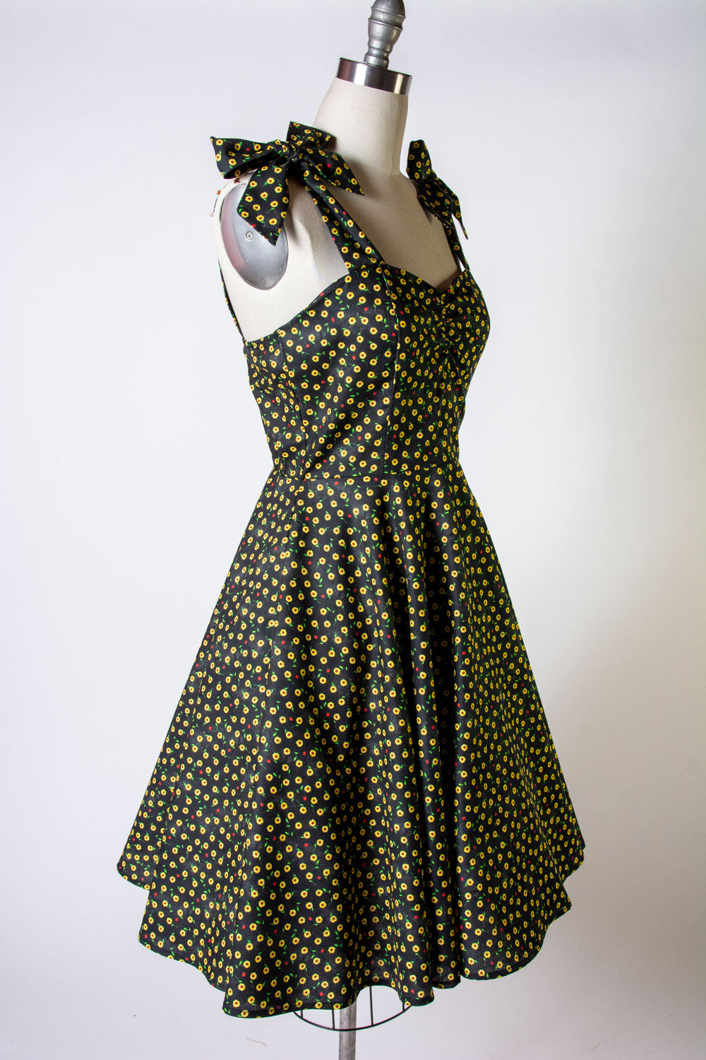Sarah Swing Dress- Ditsy Lady Bug, Black