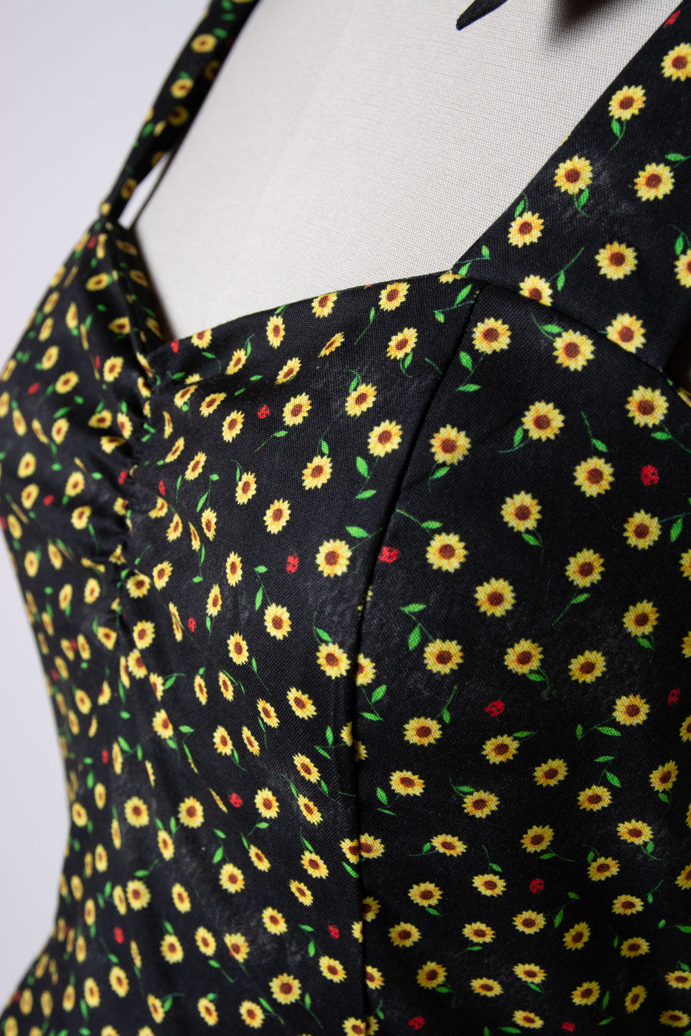 Sarah Swing Dress- Ditsy Lady Bug, Black