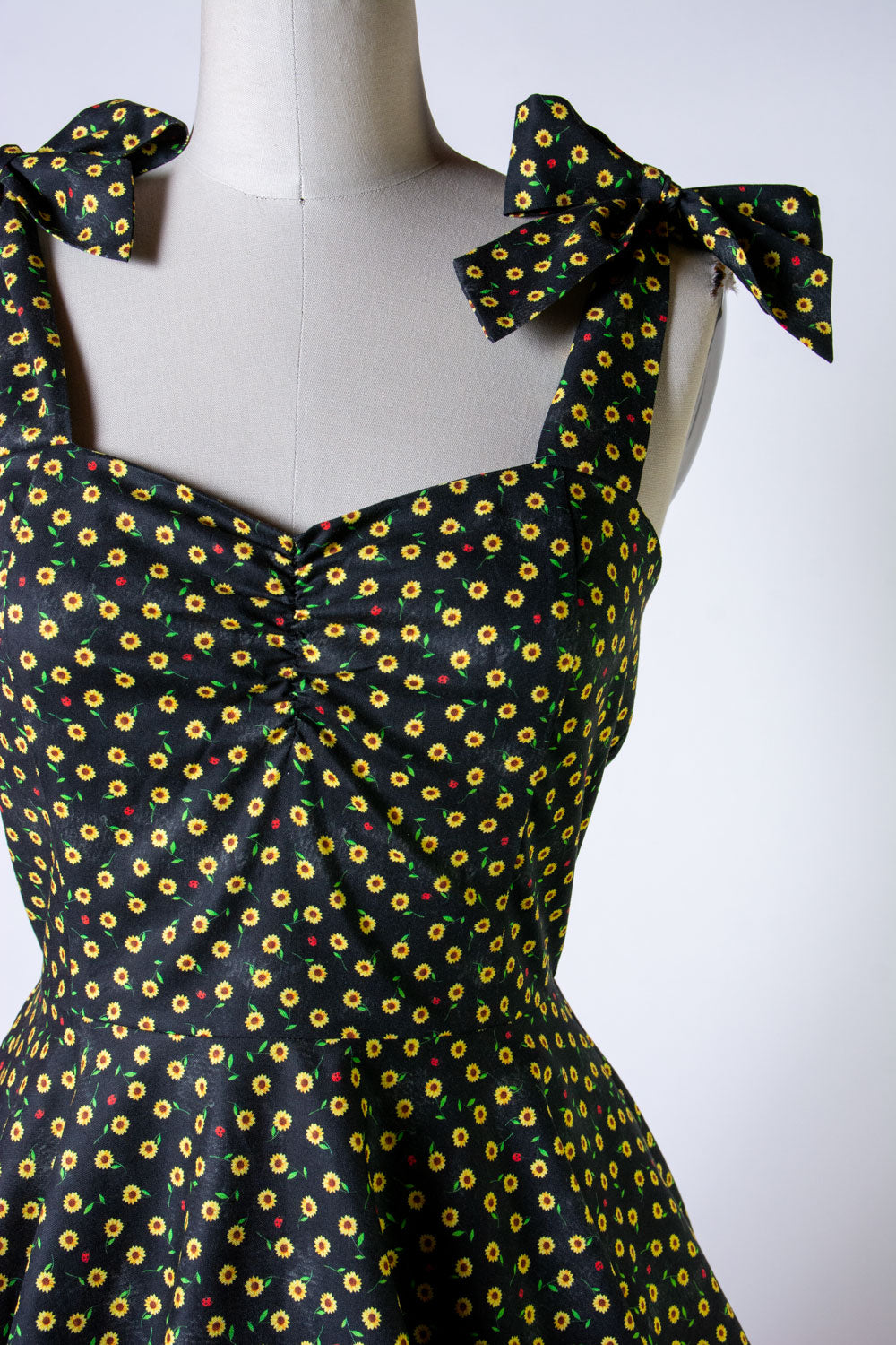 Sarah Swing Dress- Ditsy Lady Bug, Black
