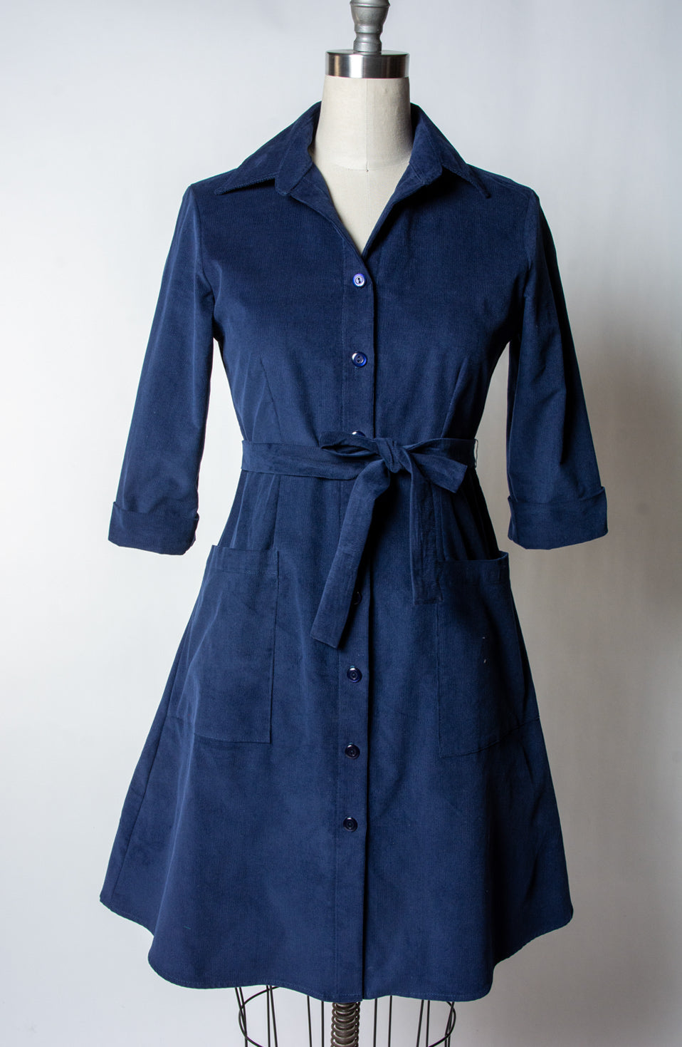 Shirt Dress - Corduroy, Navy