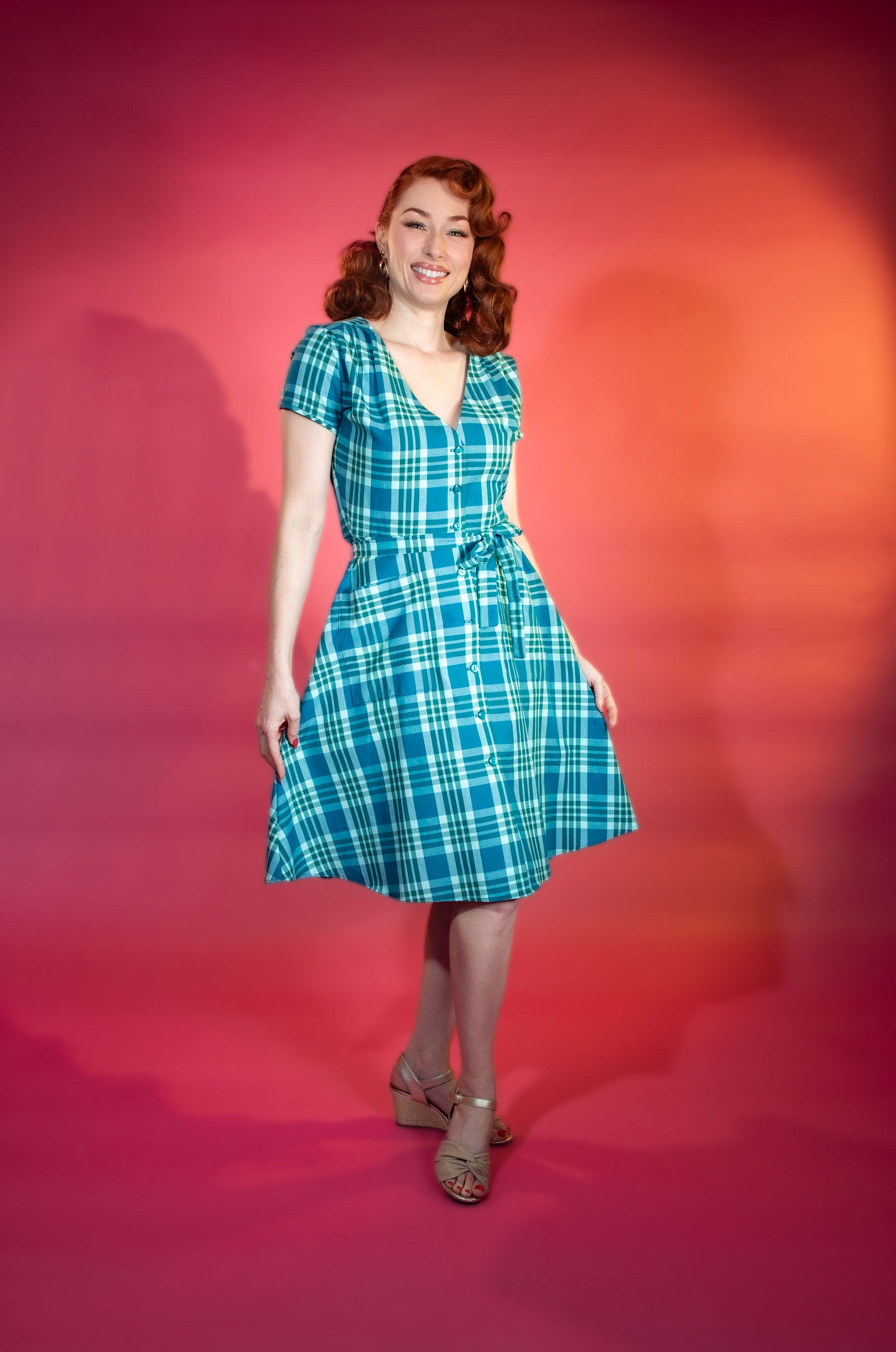 Sheila Dress - Teal Plaid Heart of Haute Sheila Dress - Teal Plaid Heart of Haute