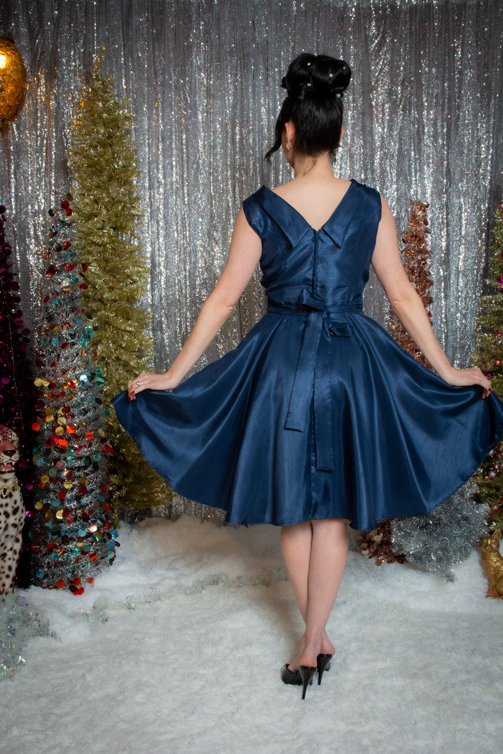 PRE-ORDER Suzette Dress- Shantung, Navy