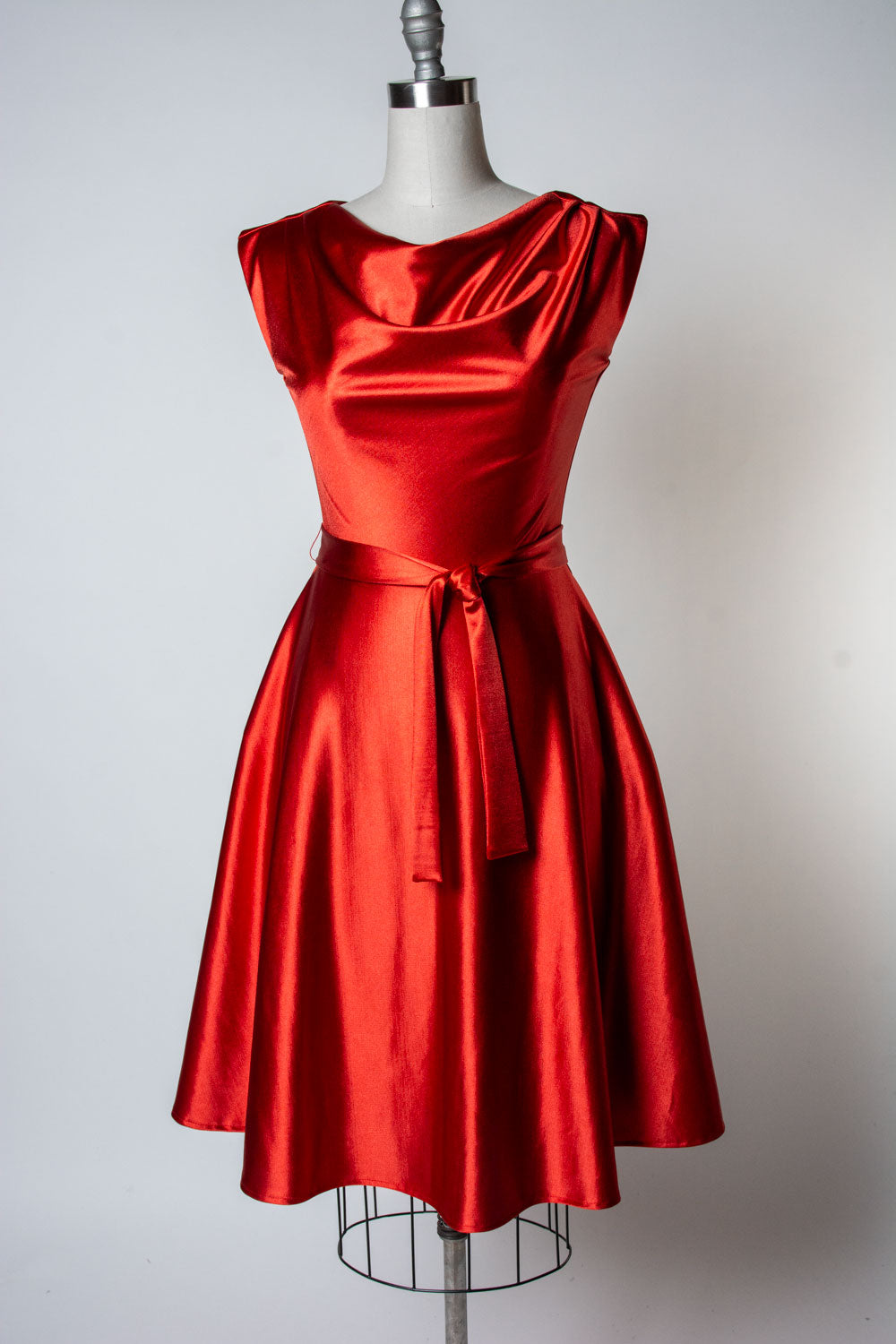 Stefani Dress- Stretch Satin, Rust *sale