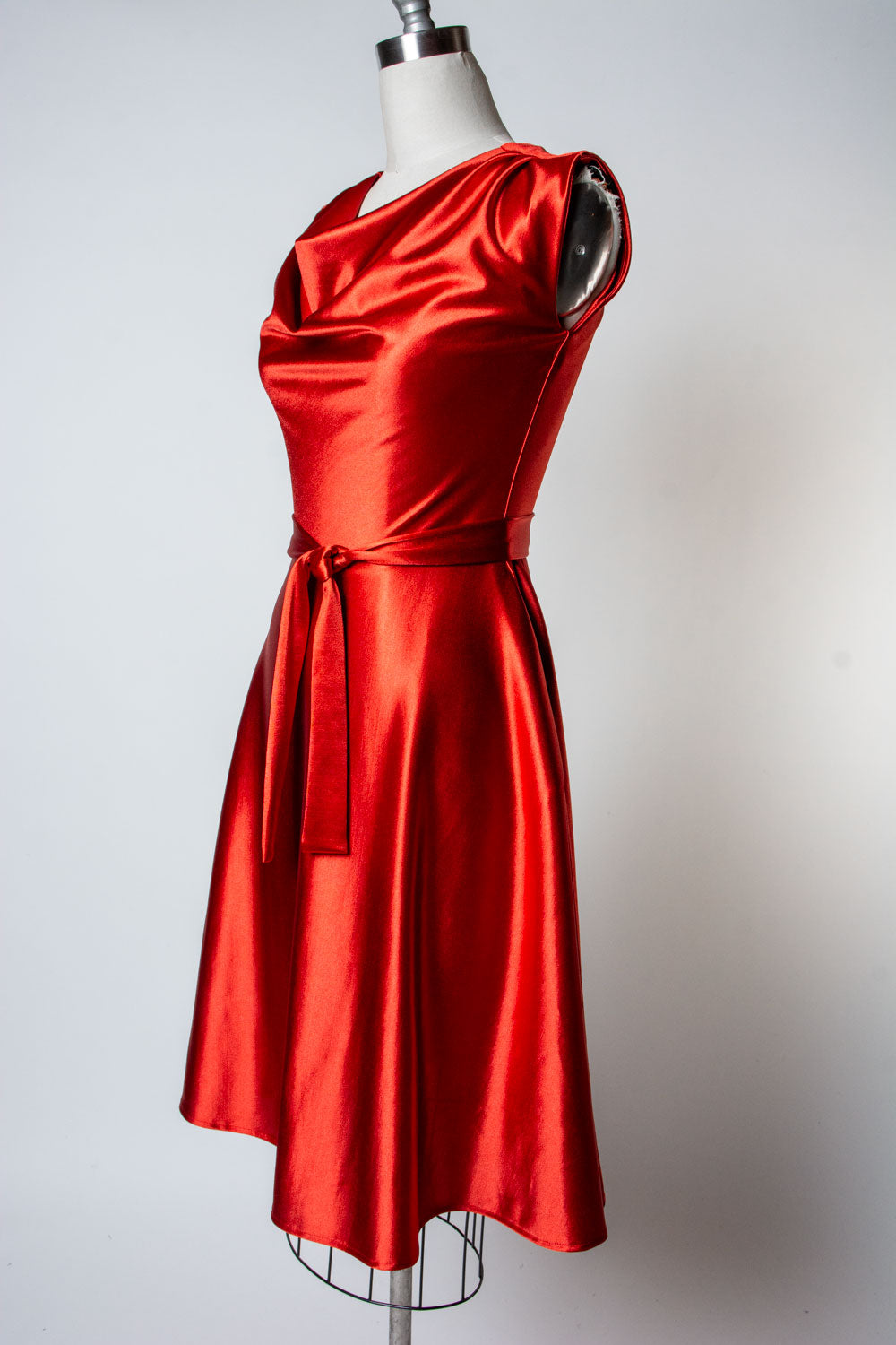 Stefani Dress- Stretch Satin, Rust *sale