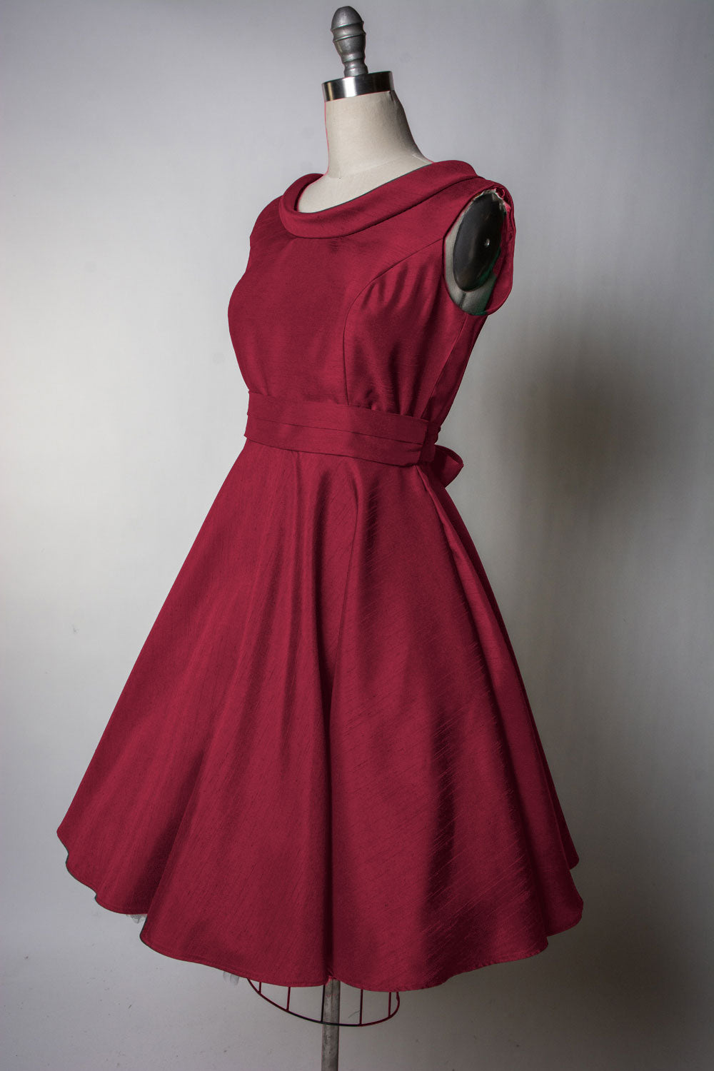 PRE-ORDER Suzette Dress- Shantung, Burgundy