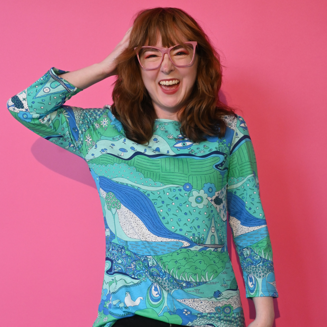 3/4 Sleeve Tee - Landscape, Blues