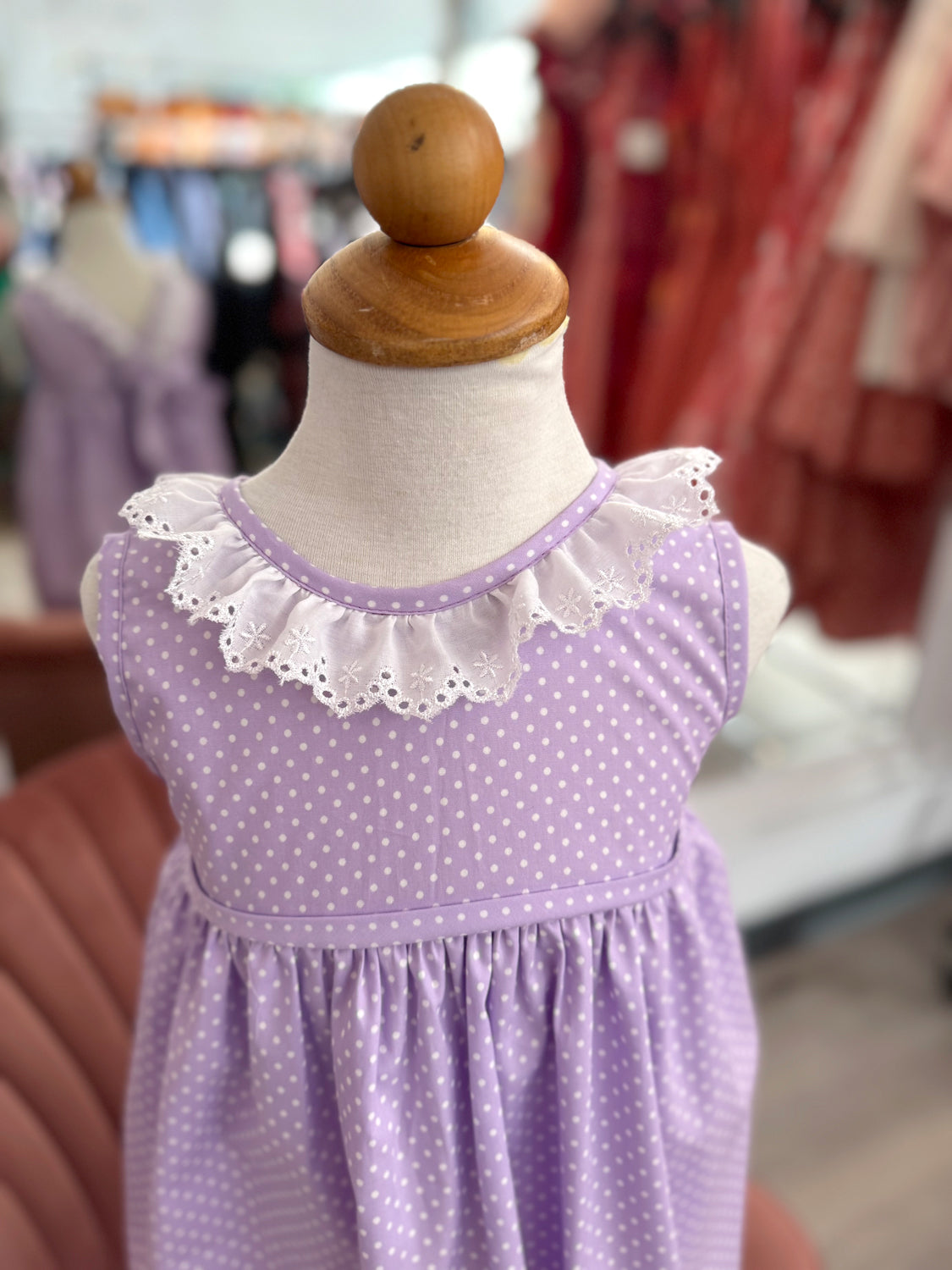 Enchanted Toddler Dress - Lavender Dot w/ frillies
