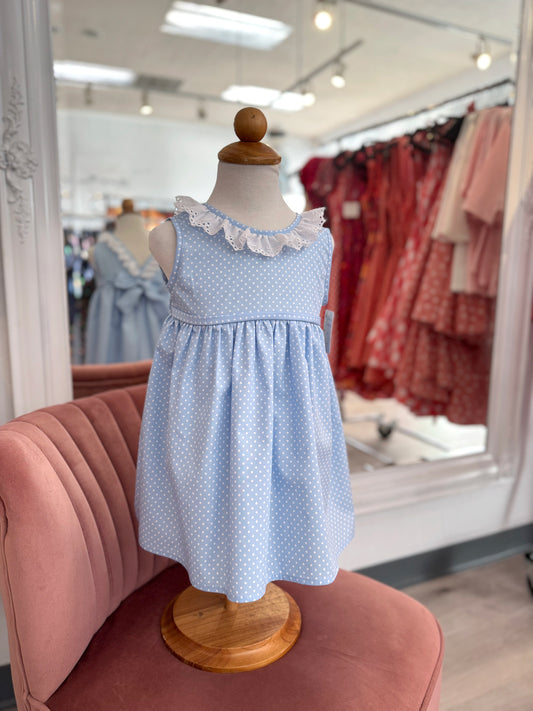 Enchanted Toddler Dress - Baby Blue Dot w/ Frillies *sale