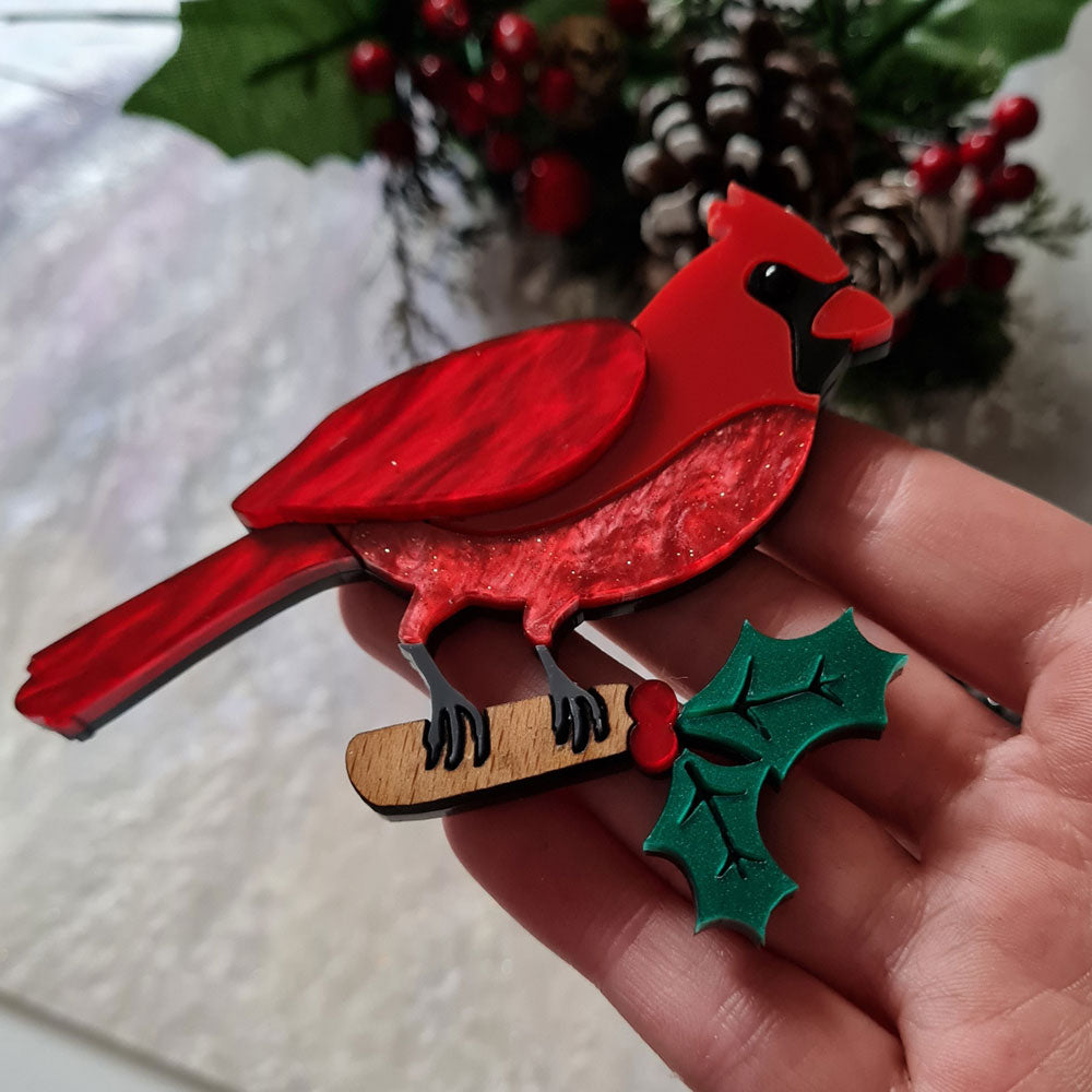 Cardinal Brooch by Cherryloco Jewellery