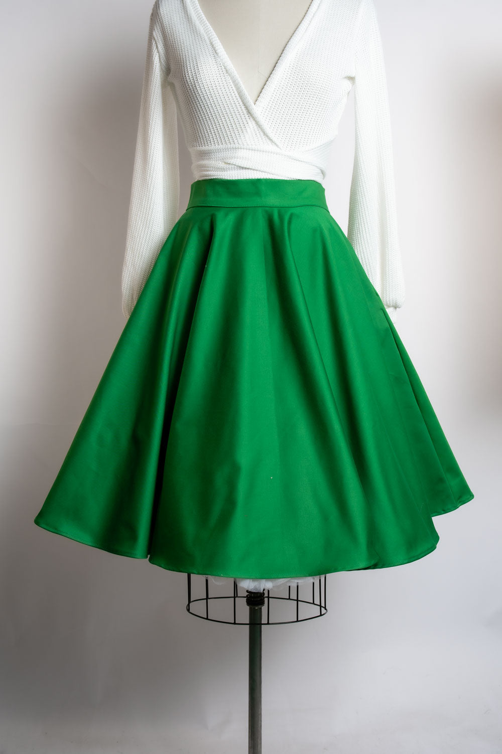 Haute Circle Skirt - Kelly Green Sateen