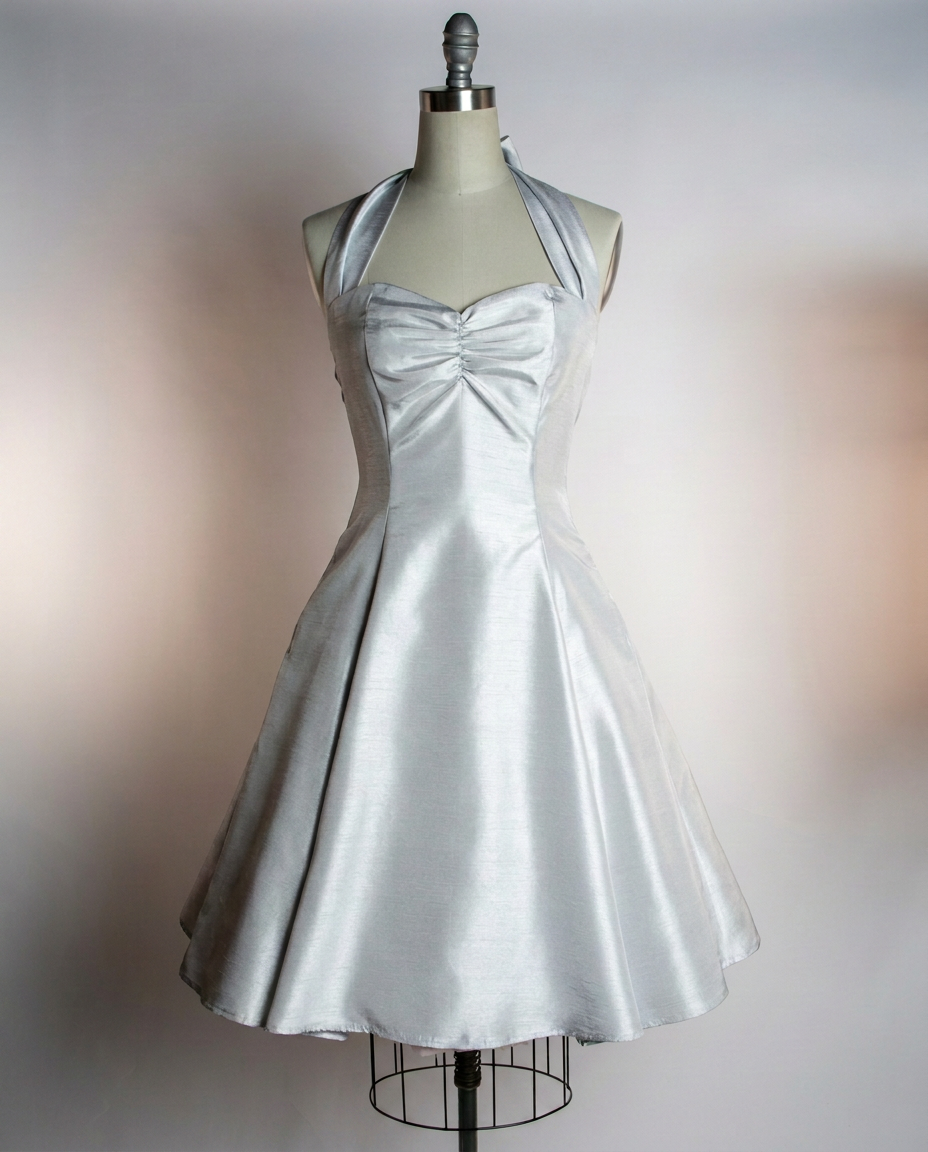 Sweetie Dress- Shantung, Silver