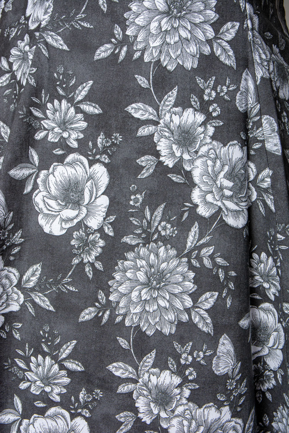 Beverly Dress- Graphite Roses