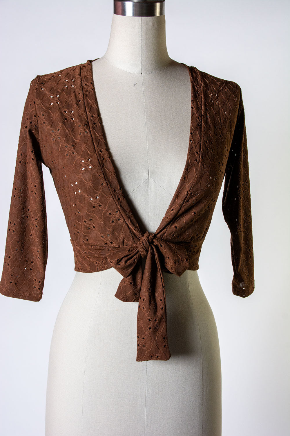 Sweet Sweater - Stretch Eyelet, Brown *sale