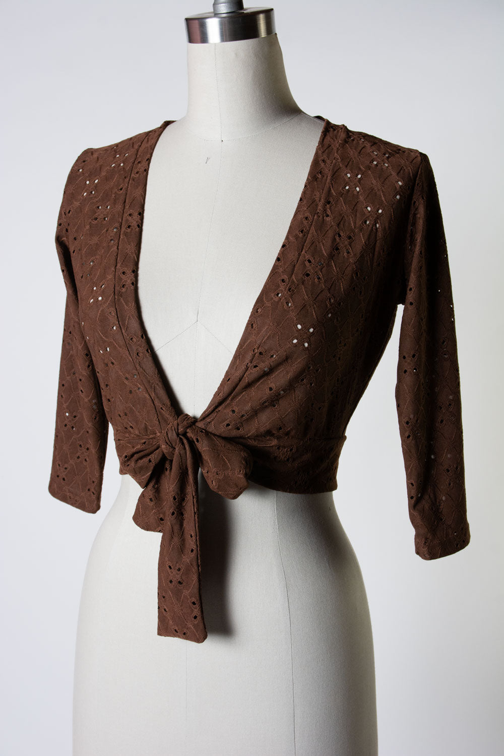 Sweet Sweater - Stretch Eyelet, Brown *sale