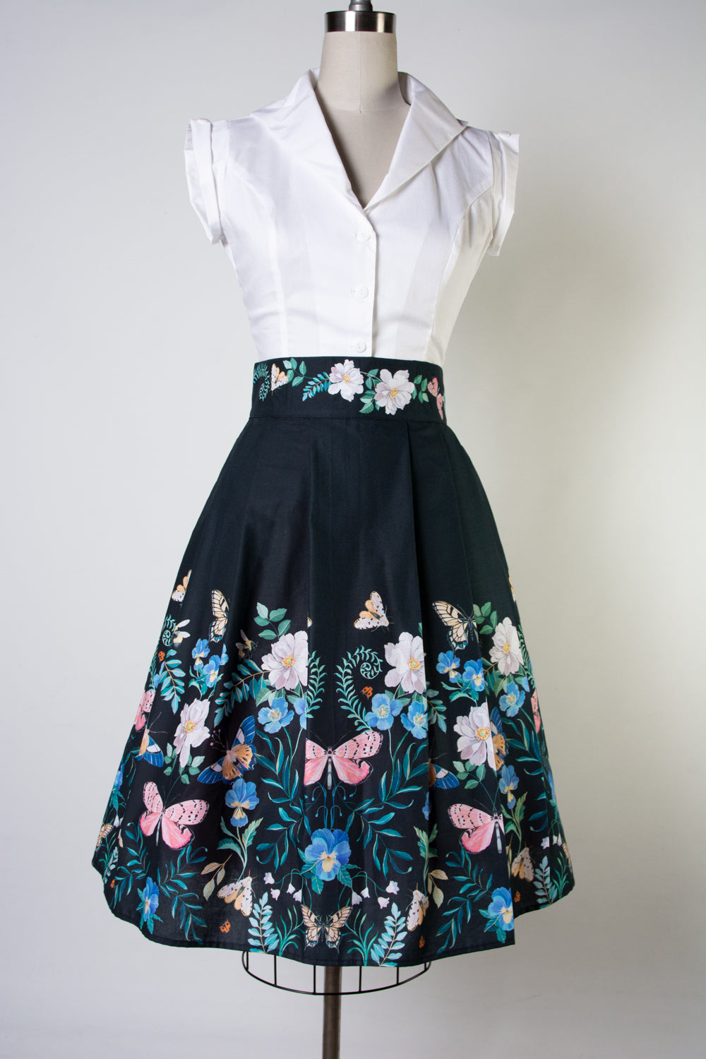 Cindy Pleated Skirt- Butterfly Garden