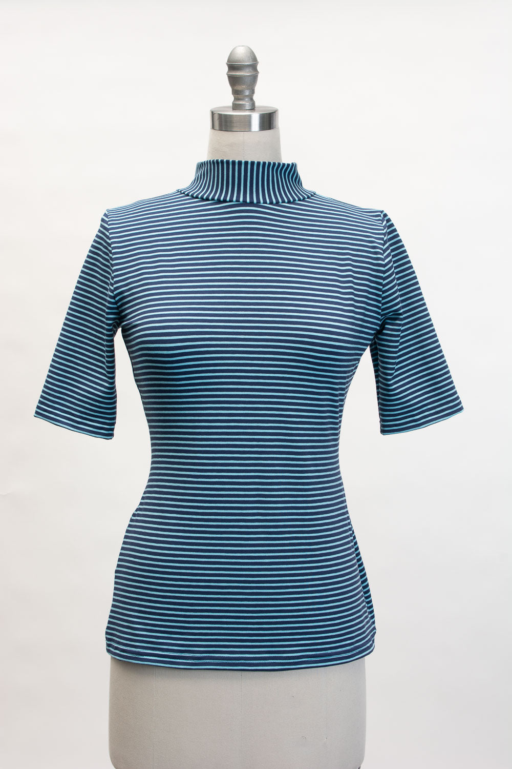 Denise Top- Aqua & Navy Stripe