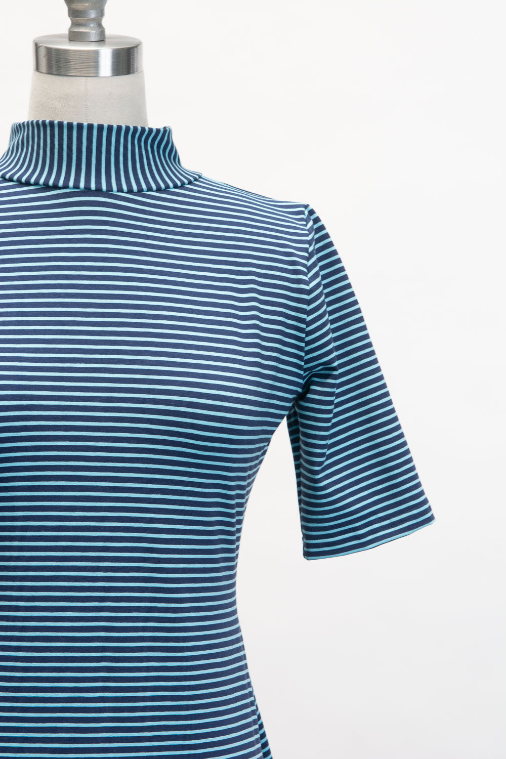 Denise Top- Aqua & Navy Stripe