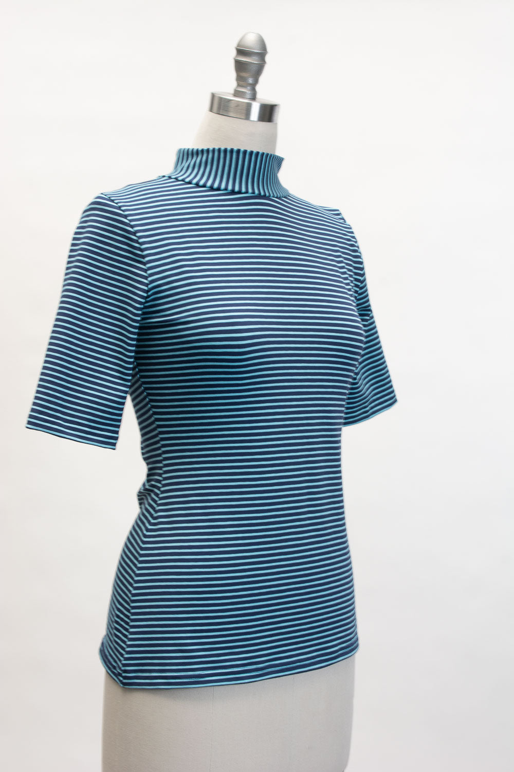 Denise Top- Aqua & Navy Stripe