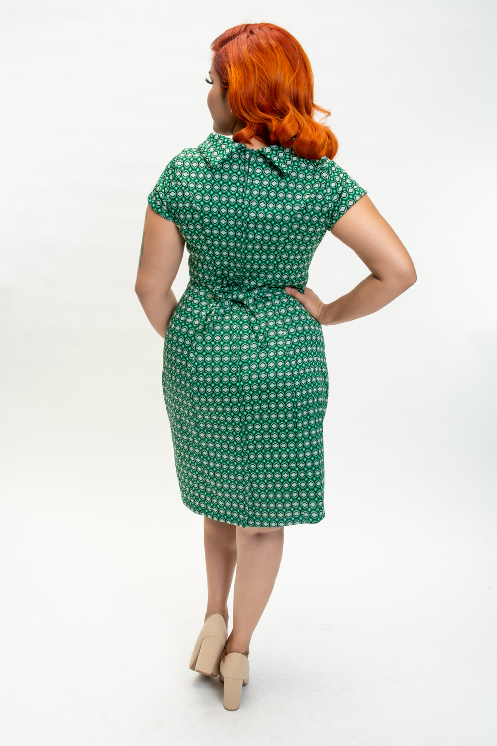 Dominique Dress - Jacquard Dot, Green