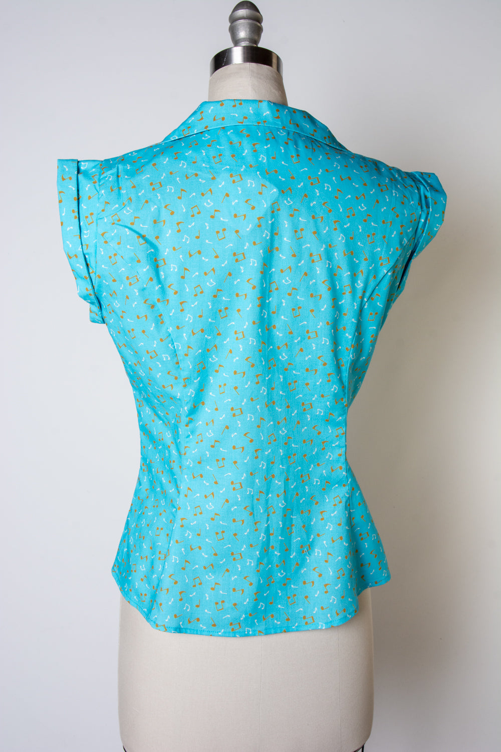 Erika Blouse - Music Notes, Aqua