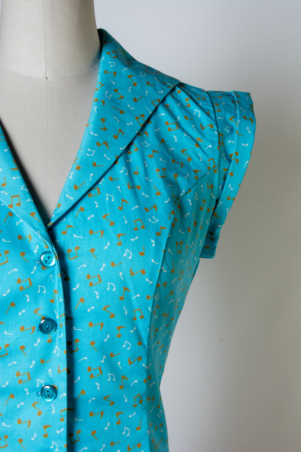 Erika Blouse - Music Notes, Aqua