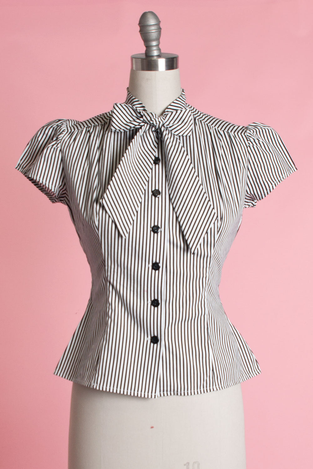 Estelle Blouse- Black & White Stripe