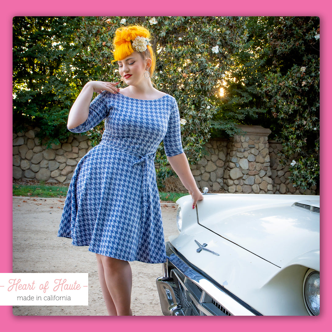 Josephina Dress- Houndstooth, Blue *sale