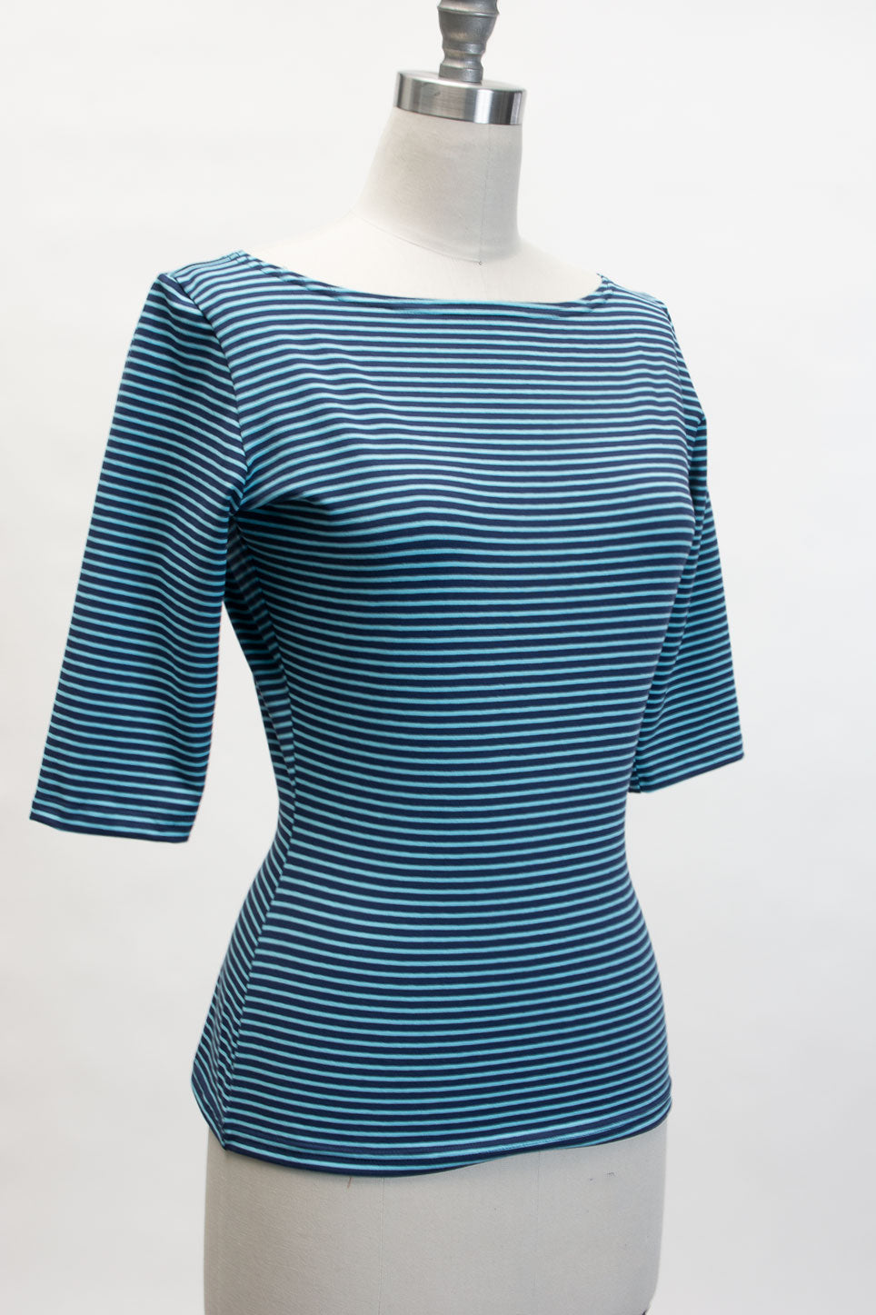 Josie Top- Aqua & Navy Stripe