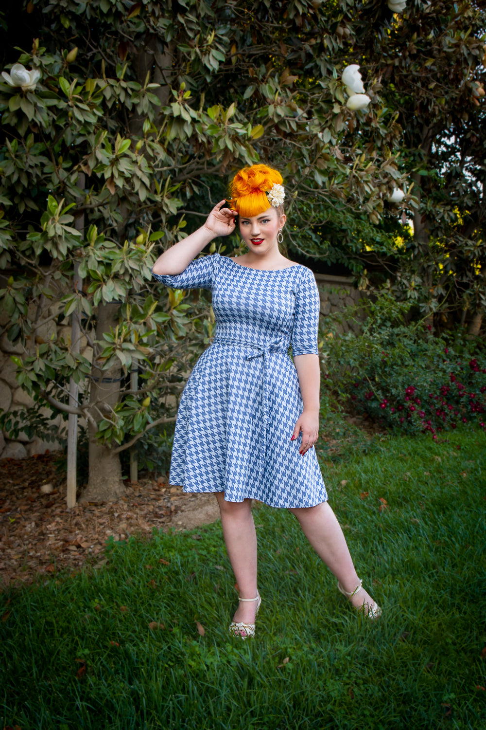 Josephina Dress- Houndstooth, Blue *sale