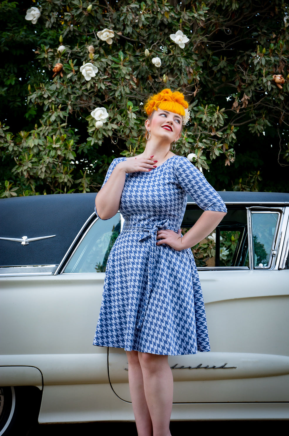 Josephina Dress- Houndstooth, Blue *sale