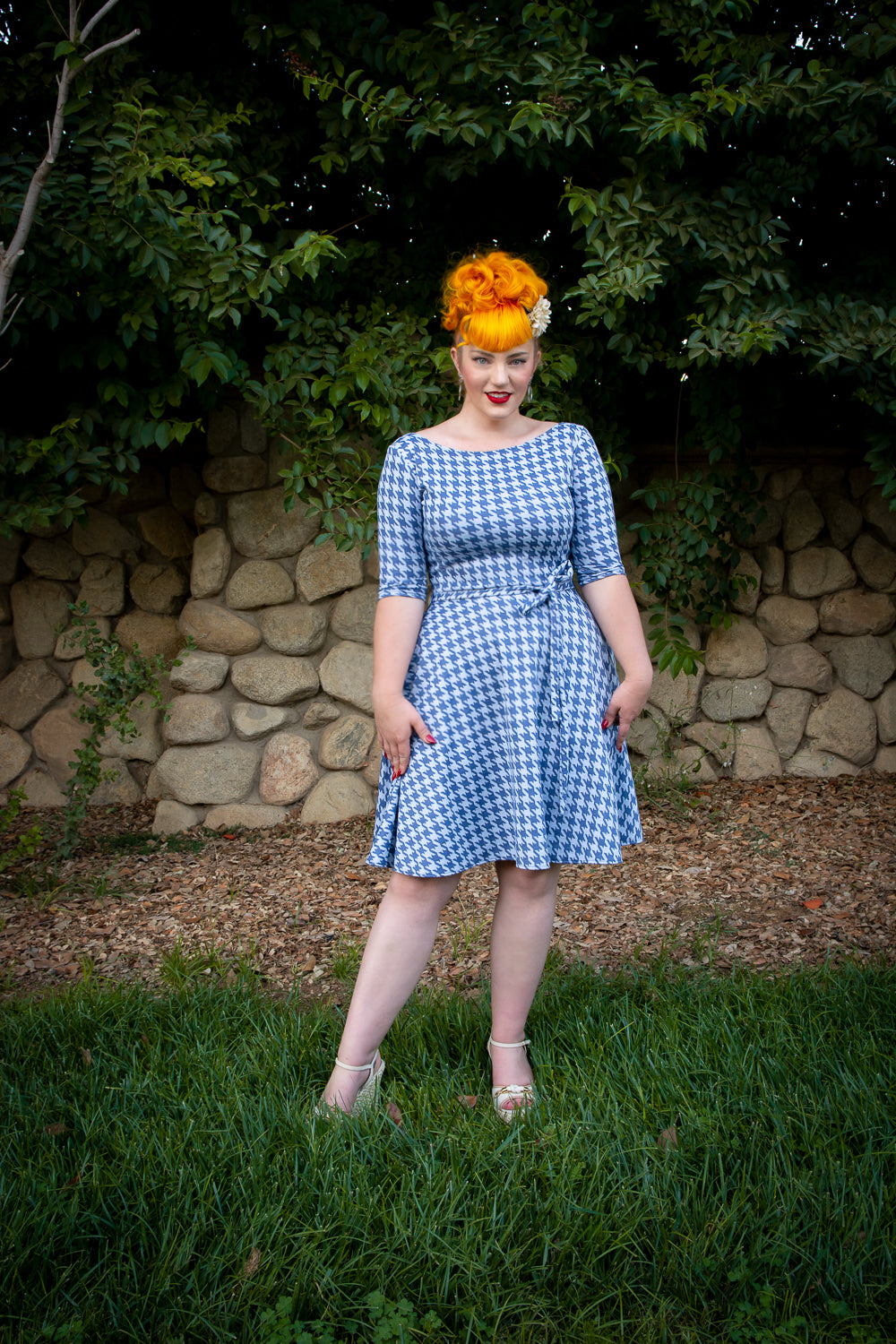 Josephina Dress- Houndstooth, Blue *sale