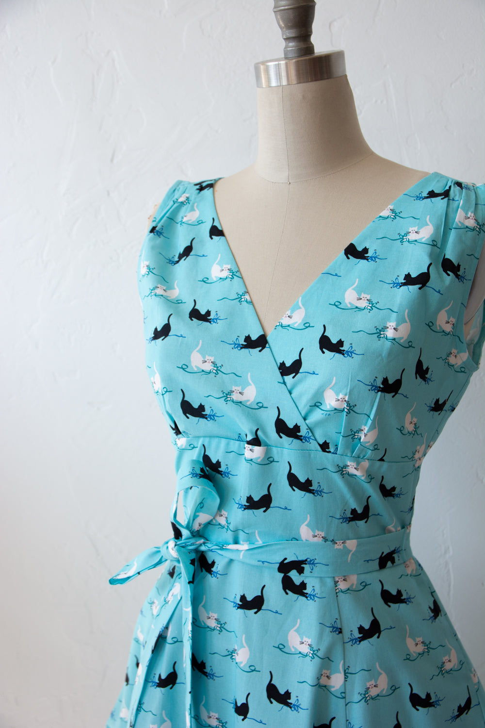 Marie Dress - Aqua Kitties