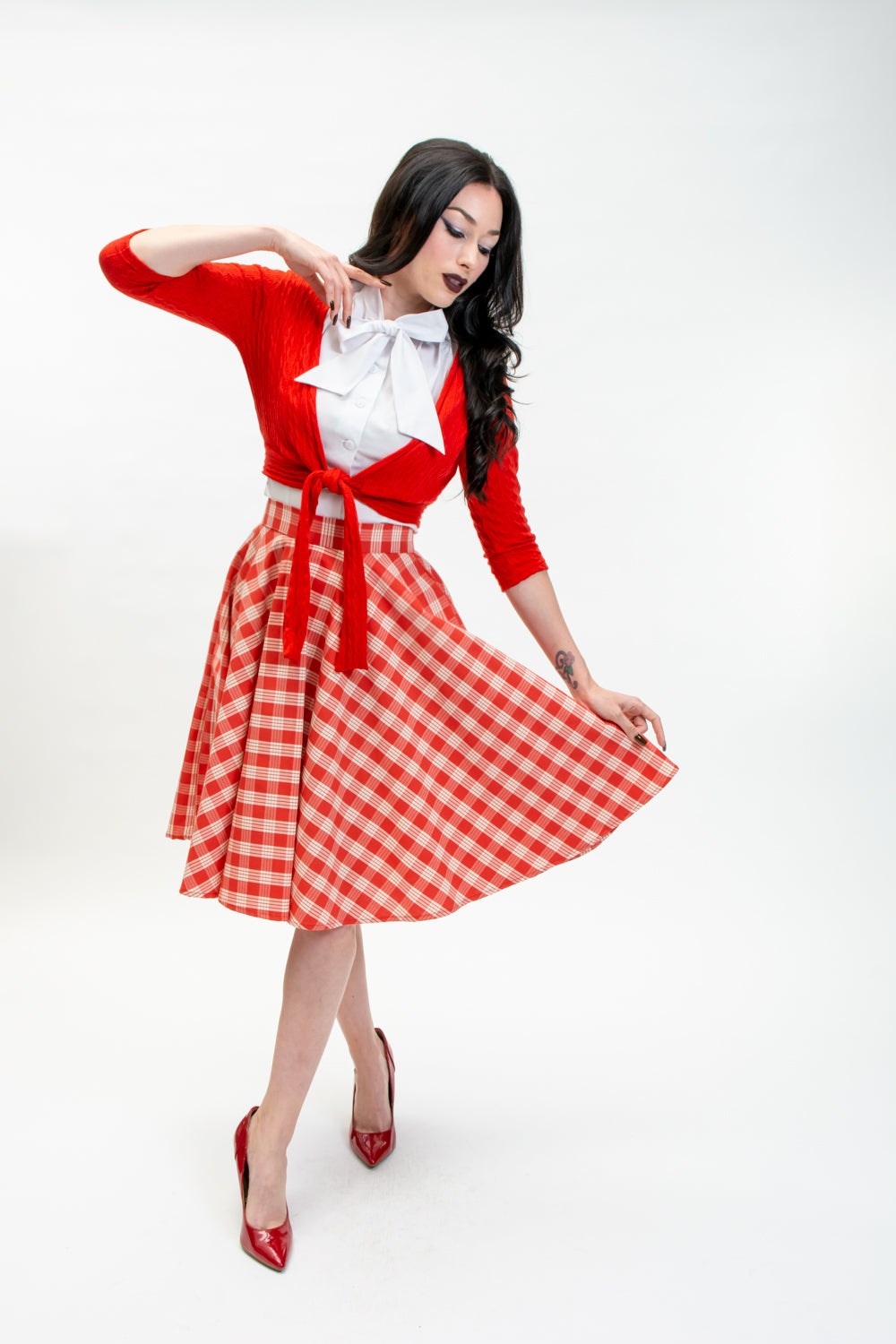 Haute Circle Skirt- Country Plaid, Tomato