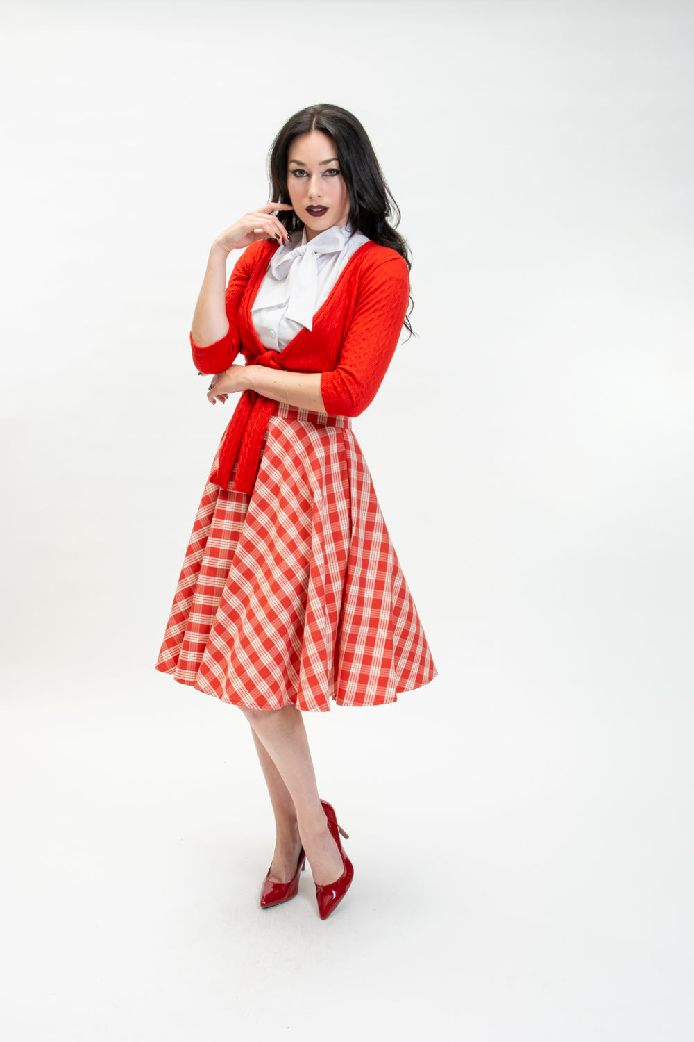 Haute Circle Skirt- Country Plaid, Tomato