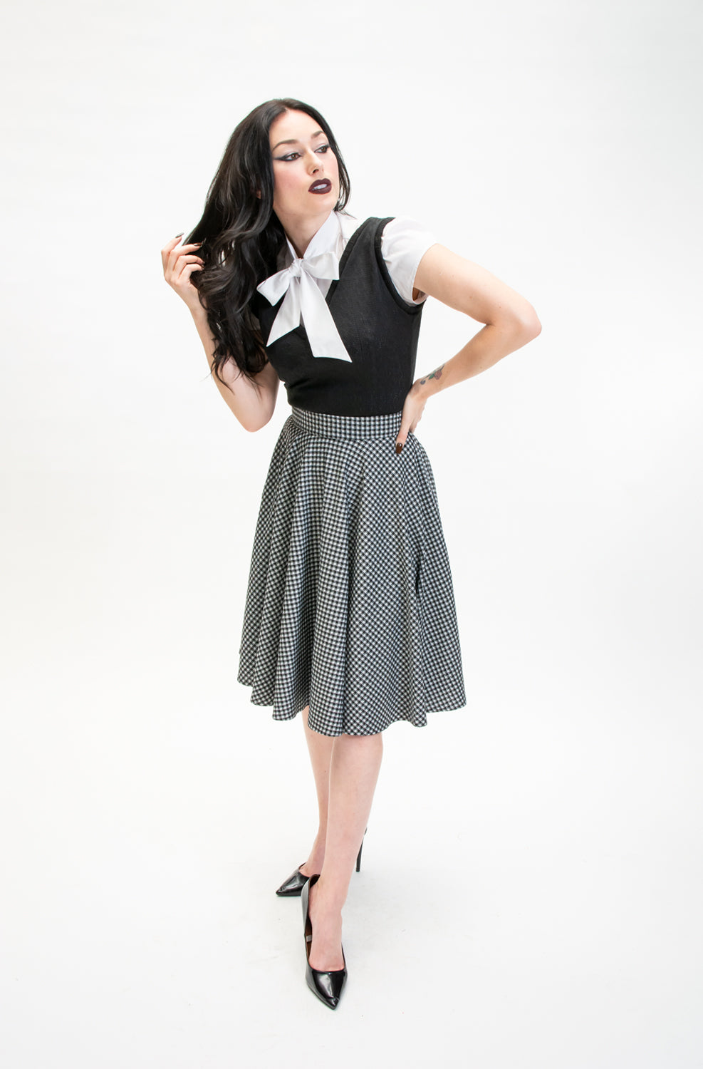 Haute Circle Skirt - Black Gingham