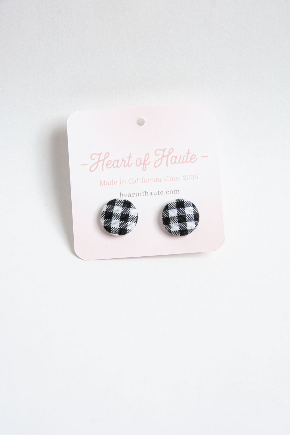 Button Earrings- Classic Gingham