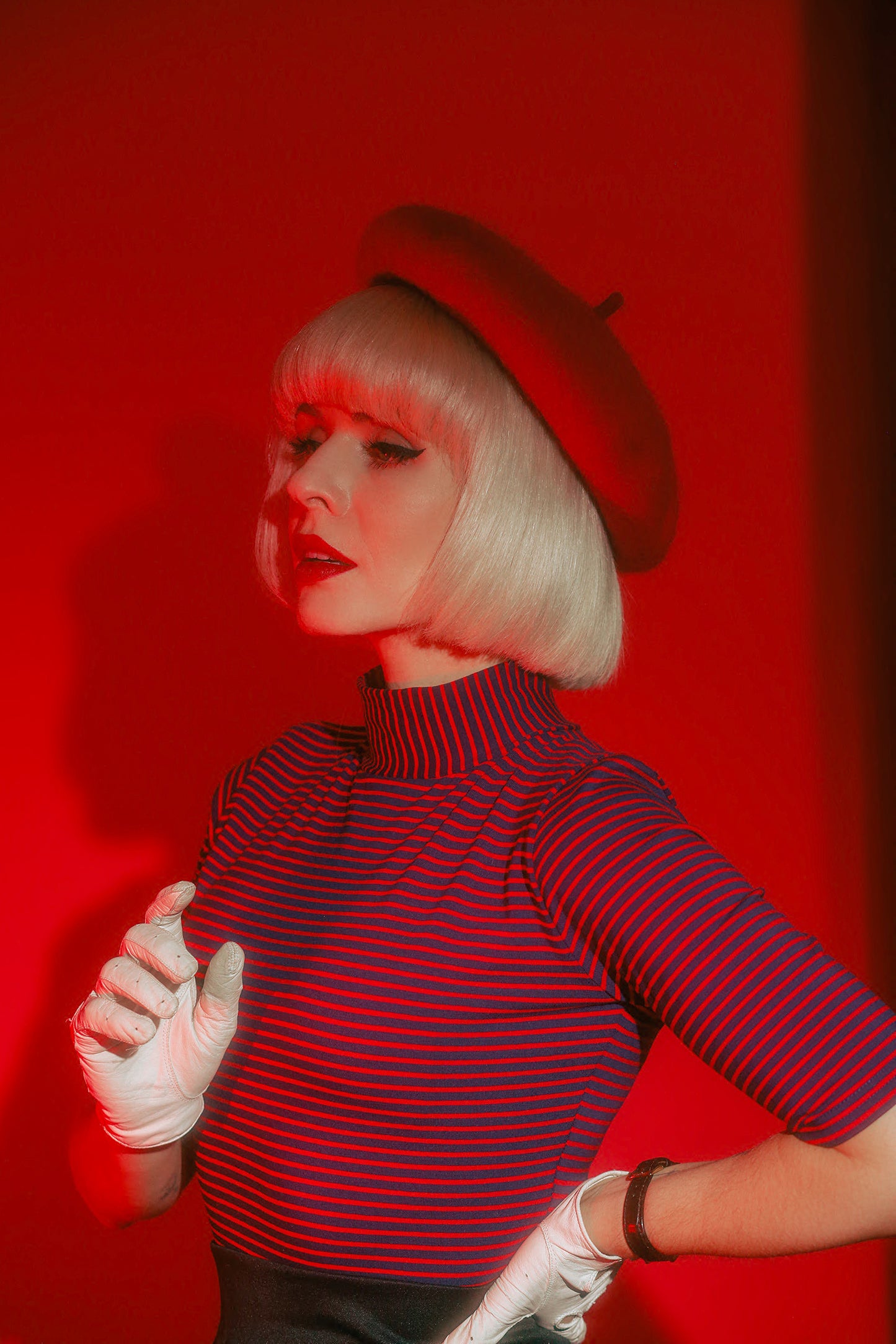 Denise Top- Red & Navy Stripe
