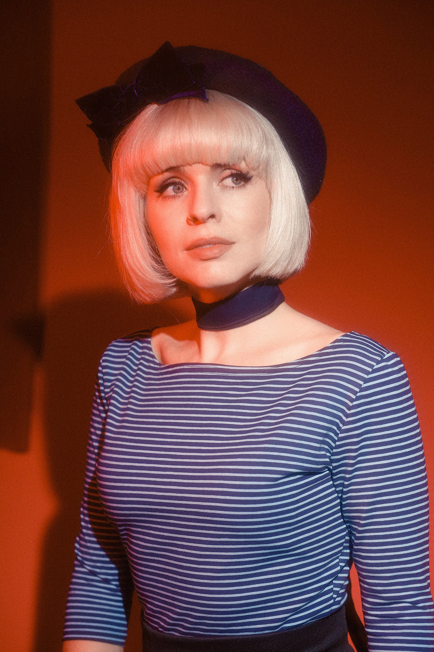Josie Top- Aqua & Navy Stripe