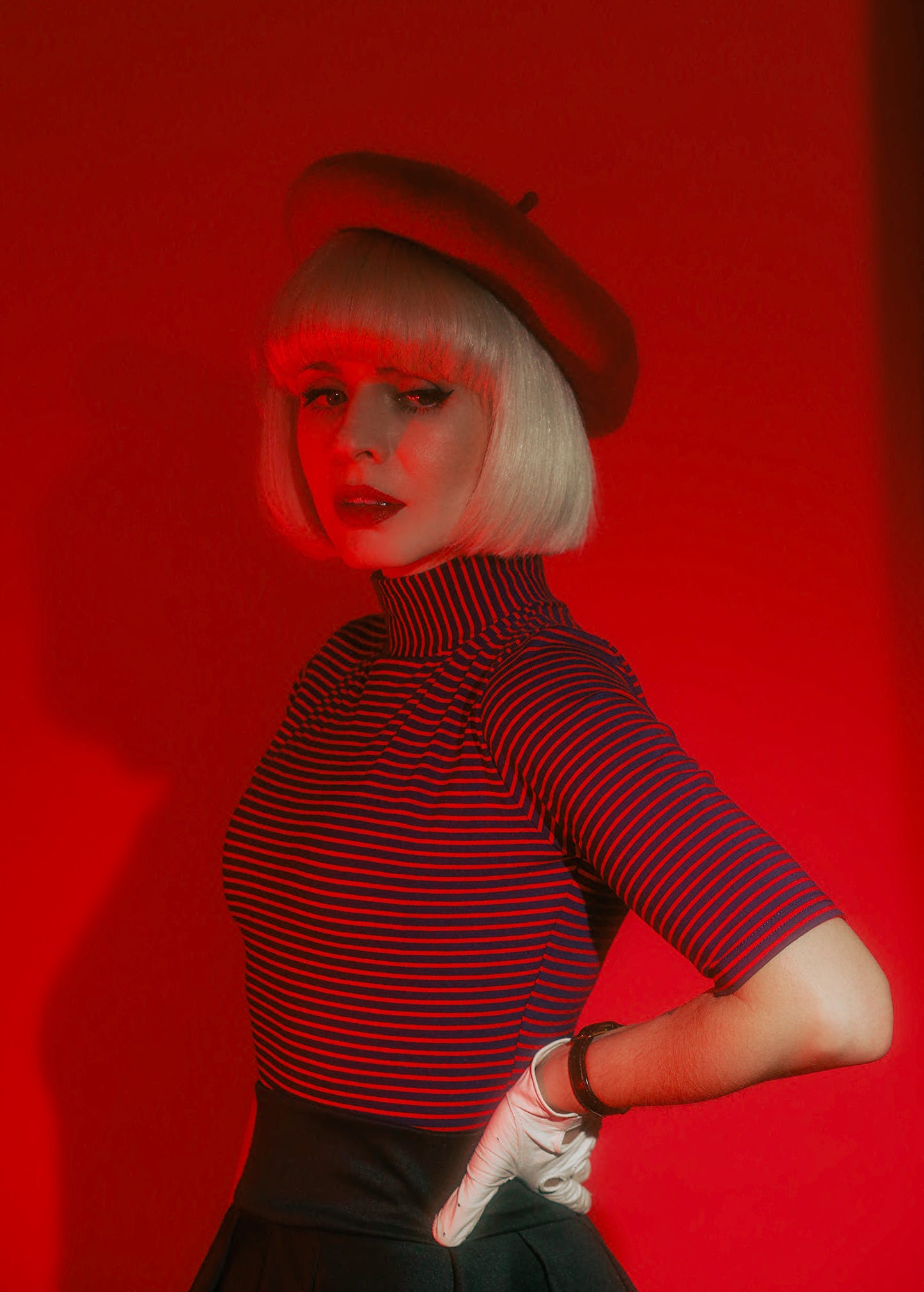 Denise Top- Red & Navy Stripe