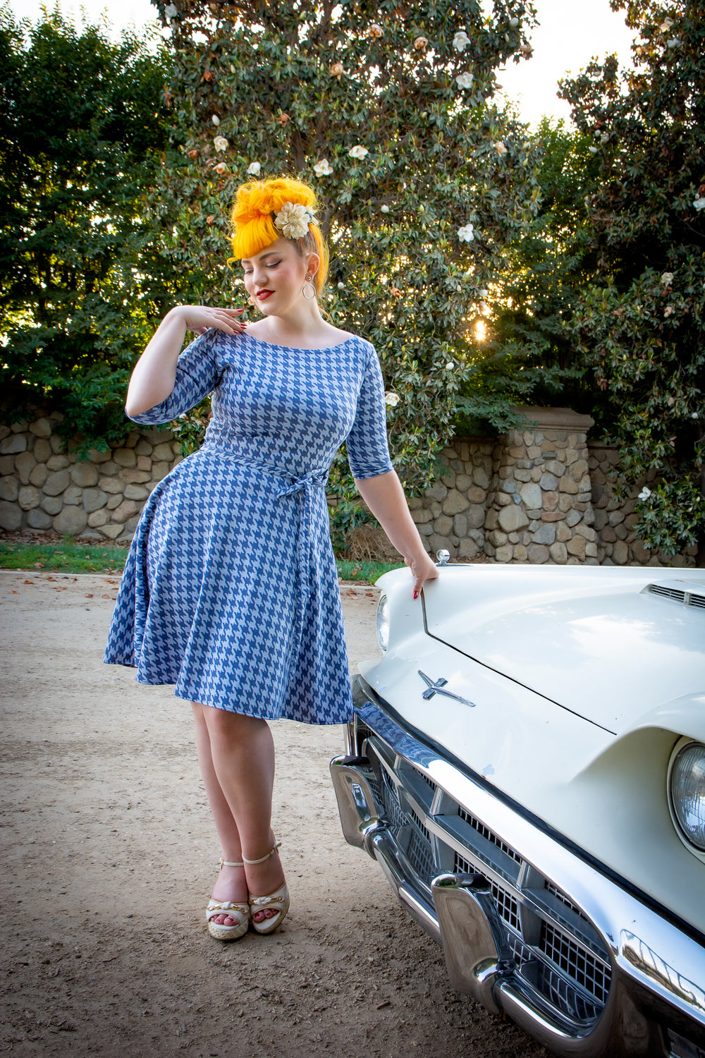 Josephina Dress- Houndstooth, Blue *sale